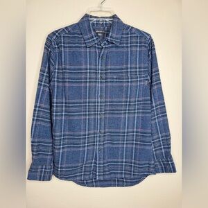 Eddie Bauer Flannel Navy Plaid Long Sleeve Shirt Size Small